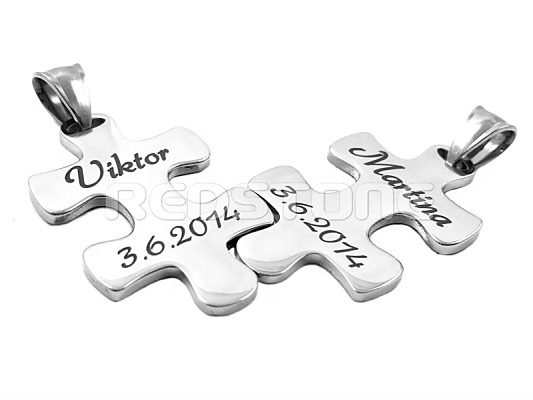 Ocelové přívěsky pro páry ve tvaru puzzle